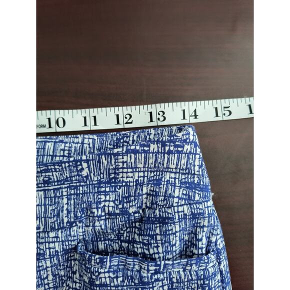 Chico's Brigitte Slim Ankle Pants Women's Sz 4 Blue Grid Print Slimming Pull on - Picture 9 of 13